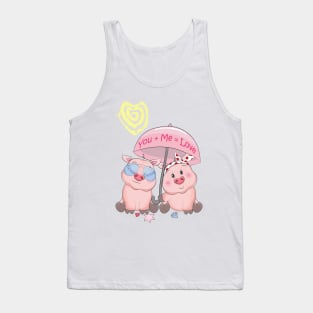 Happy Valentine's day-Valentines Pig You + Me = Love Tank Top